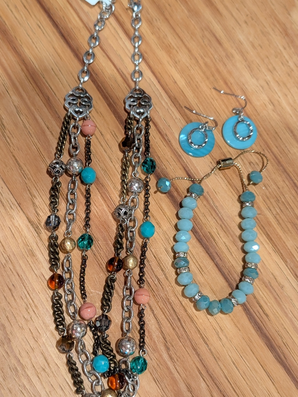 Brighton Necklace With Mixed Glass Accent Beads With Matched Bracelet And Earrin